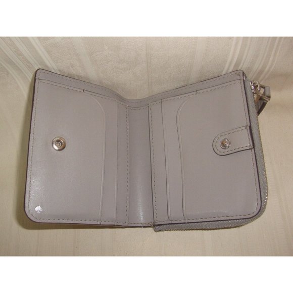 Kate Spade New York Gray Leather Small Zip Around Wallet, Card Holder - Picture 3 of 6
